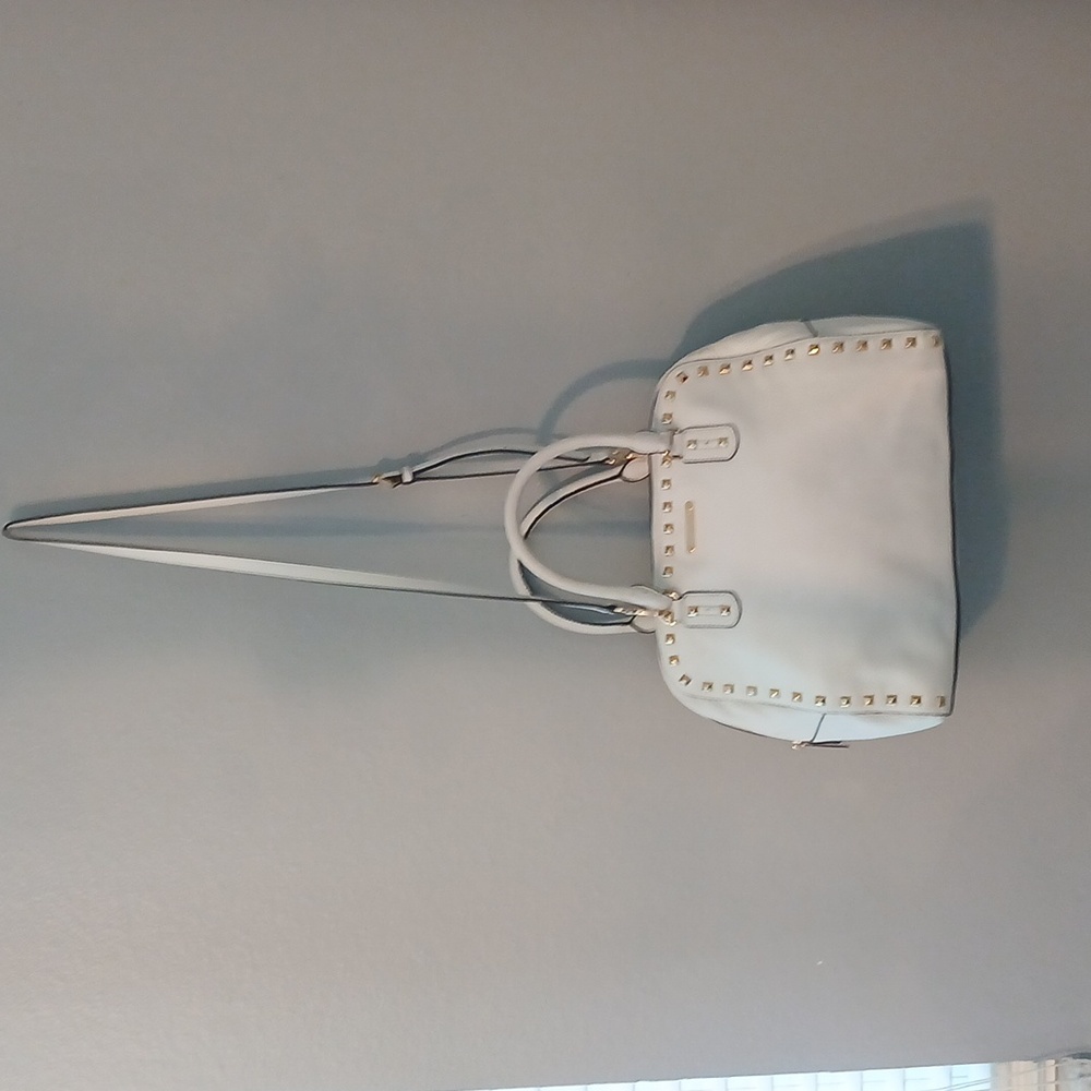 Michael Kors White Satchel with Gold Studs